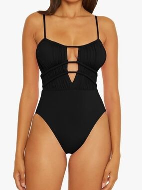 BECCA Black Strappy Cutout One-Piece Swimsuit